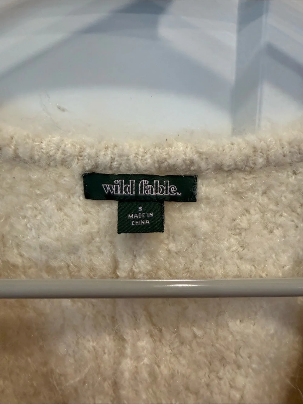 wild fable Cream Cropped Knit Cardigan with Gold Clasp